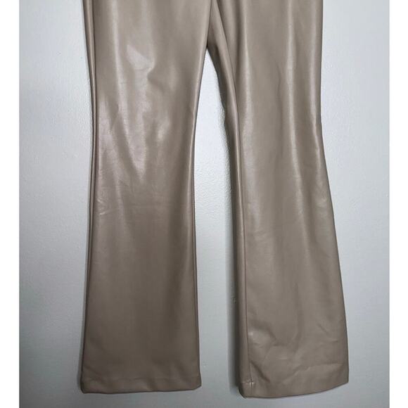 Abercrombie & Fitch Curve Love Vegan Leather Kick Flare Pants Tan/Beige Size 24 - Picture 5 of 8